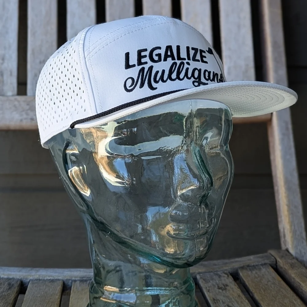 NWOT Legalize Mulligans Golf Tech Hat White Black One Size Preppy Breathable